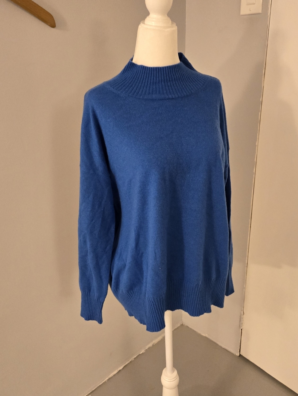 Eileen Fisher Mock Neck 100% Cashmere Sweater Sz SP Blue Pullover Luxury Petite